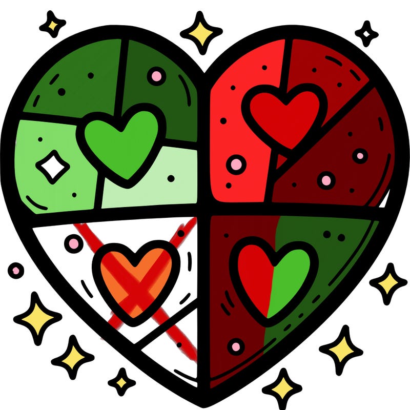 heart separated into four parts