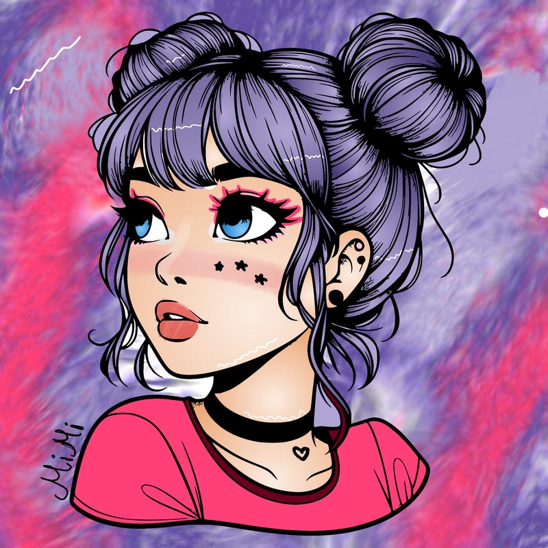 realistic girl with spacebuns