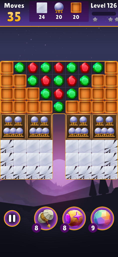 Jewel Quest - Magic Match3 - A match-3 puzzle level in Jewel Quest featuring colorful gems and gameplay boosters