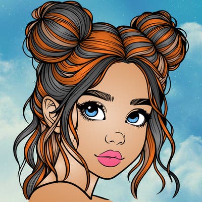 realistic girl with hair buns on her head
