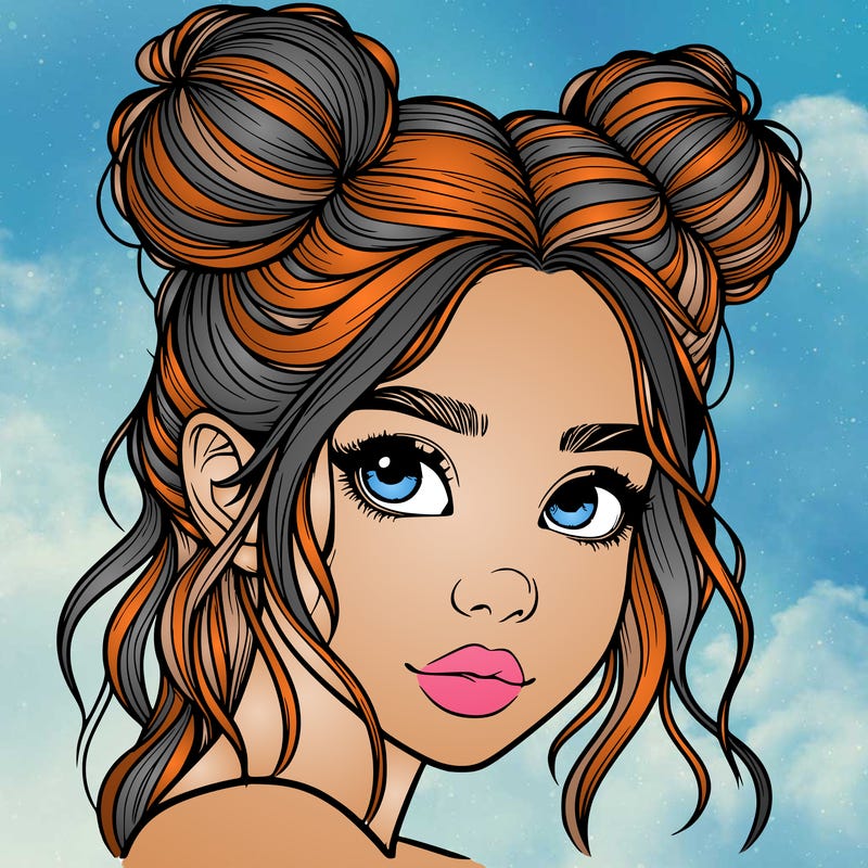 realistic girl with hair buns on her head