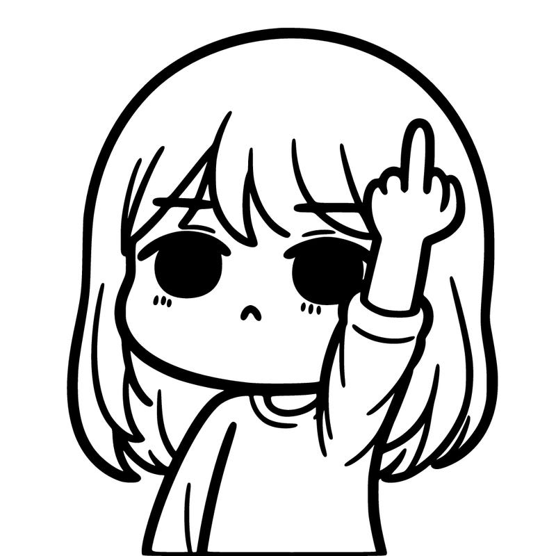 girl flipping off with a straight face