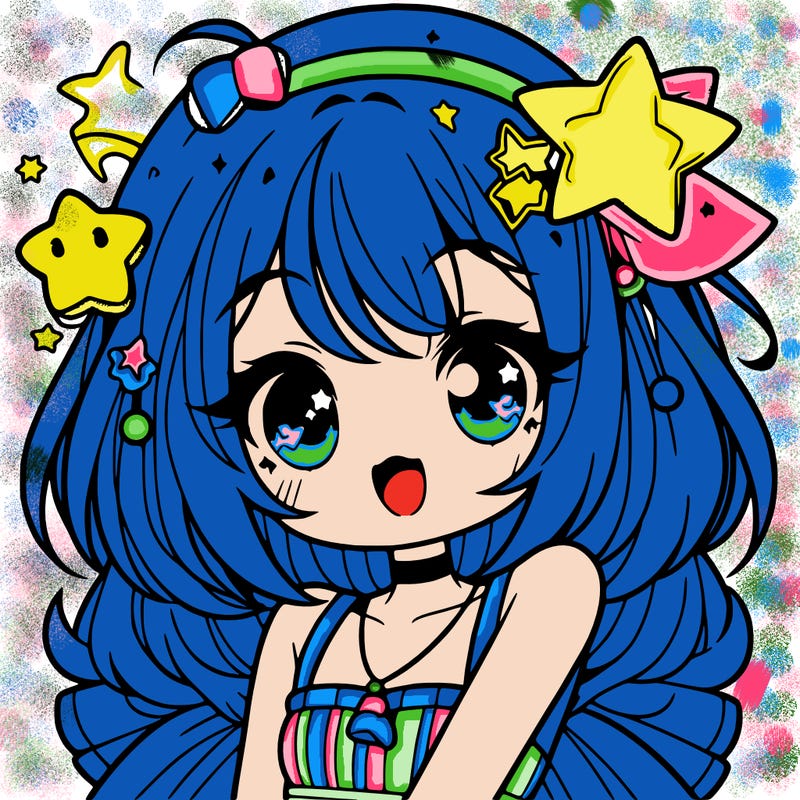 cute anime girl with star accessories