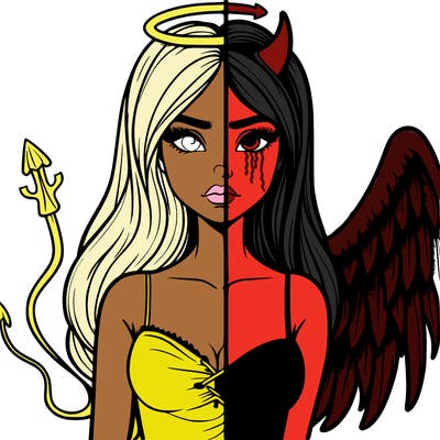 devil vs angel realistic girl