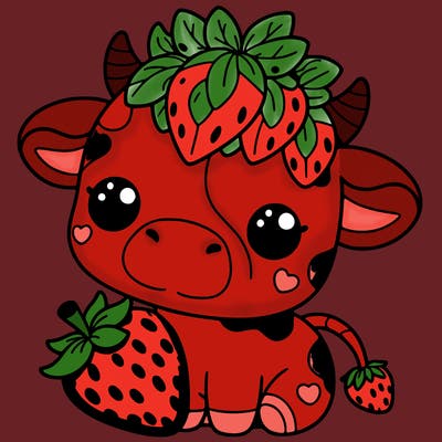 cute strawberry cow