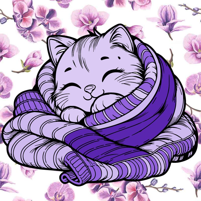 realistic cozy cat in a blanket