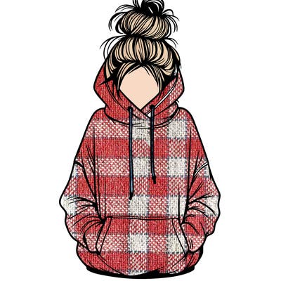girl with messy bun and an oversized hoodie