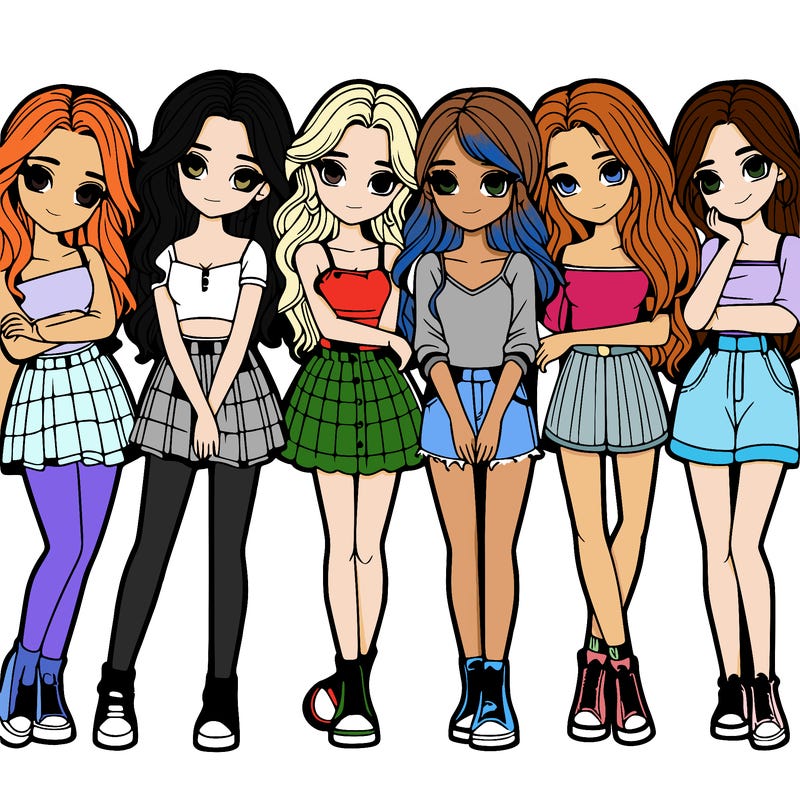 a group of girls realistic