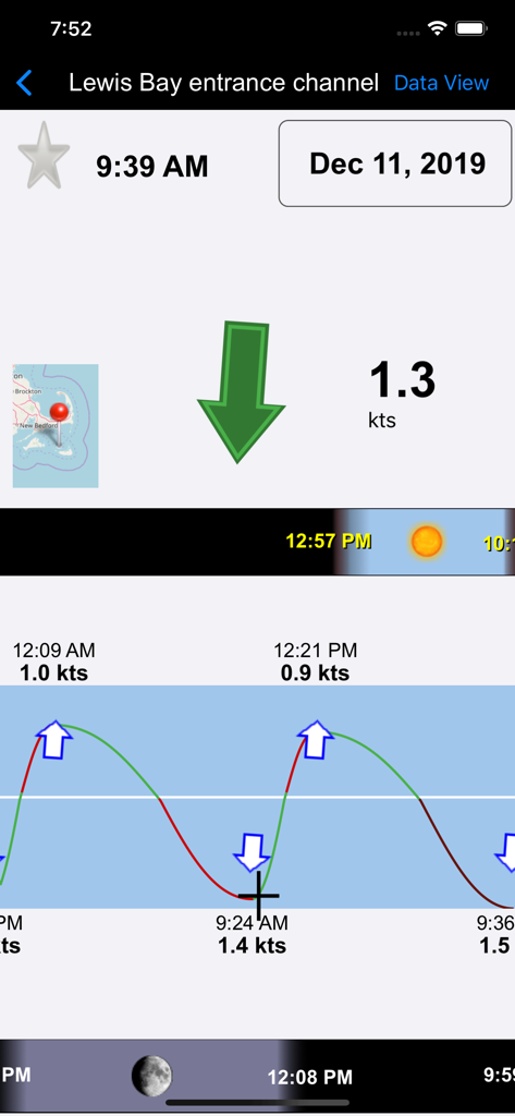 Real Tides & Currents Graph HD - Real Tides and Currents Graph HD interface showing current speed and tidal charts for Lewis Bay