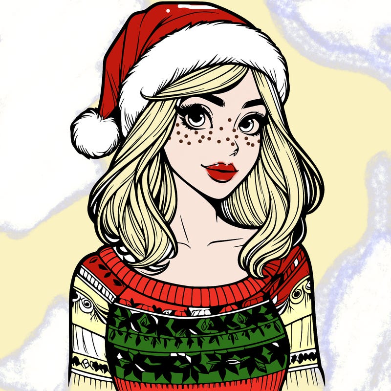 realistic lady in a christmas sweater