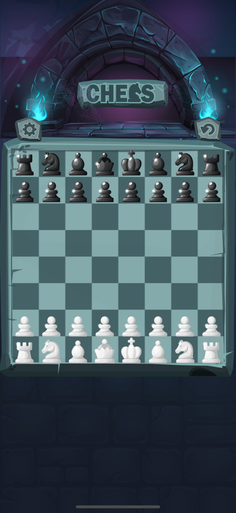 Super Chess for Watch & Phone - Un tablero de ajedrez con un tema de piedra gótica y piezas pulidas en la aplicación móvil Super Ajedrez