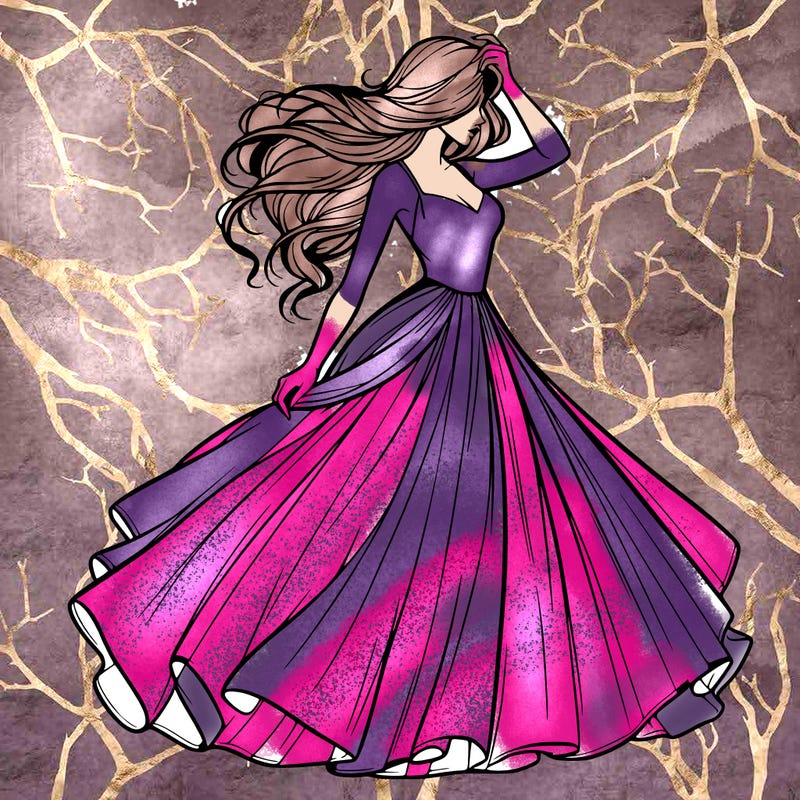 realistic woman with dress flowing in the wind