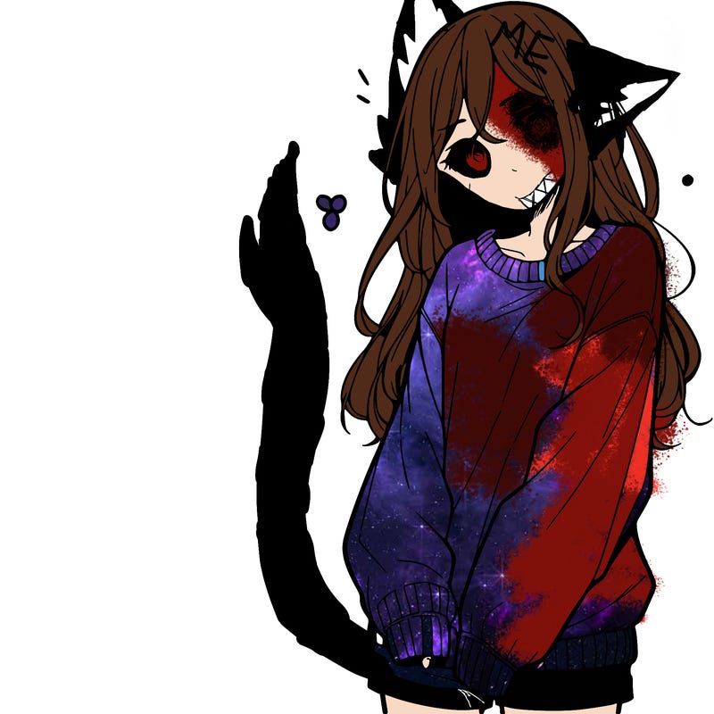manga teen girl  in a sweater and baggy pants