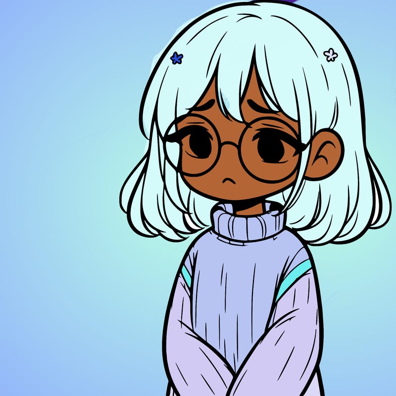 sad girl with glasses in a sweater
