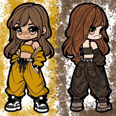 girl in crop top and baggy pants