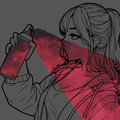 a realistic girl spray, painting