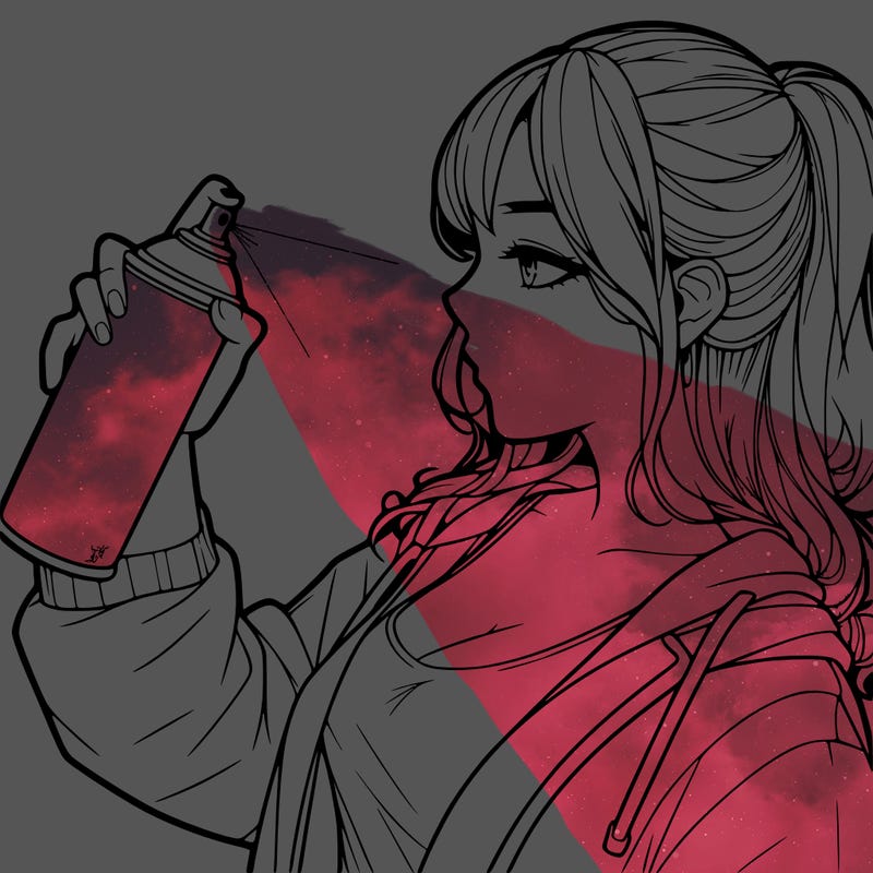 a realistic girl spray, painting