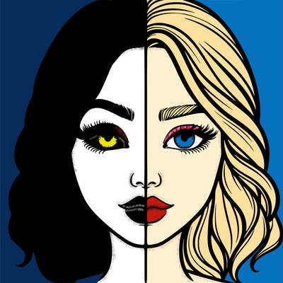 realistic girl split half