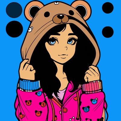 realistic girl in a animal pjs hoodie