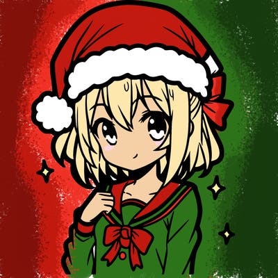 anime girl wearing a santa hat