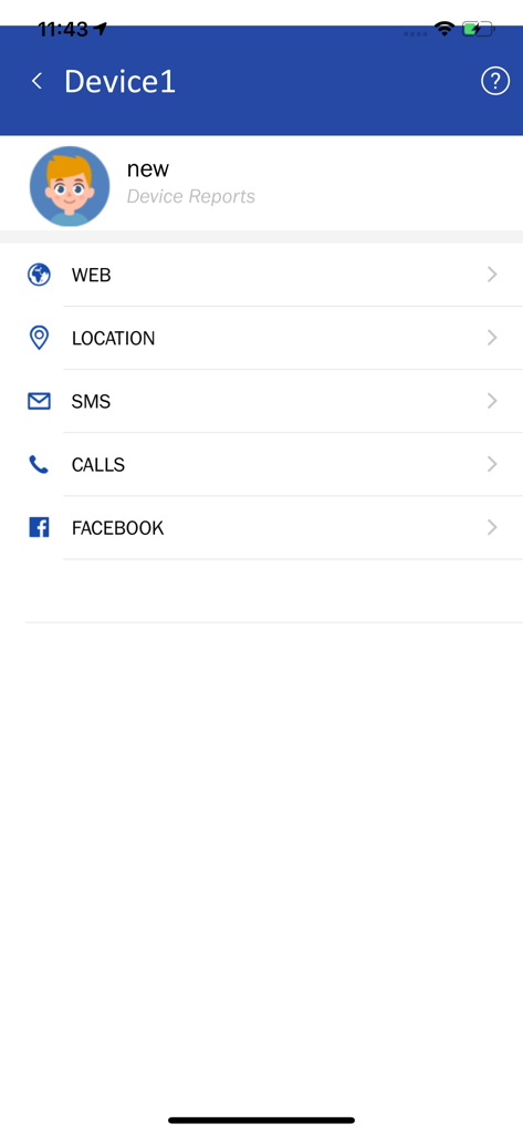 SecureTeen Parental Control - SecureTeen parental control app dashboard showing monitoring categories for a child's device including web location and social media