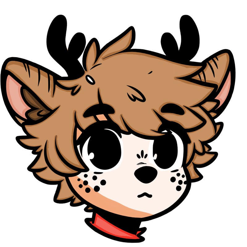 a humanoid deer with soft fluffy ears