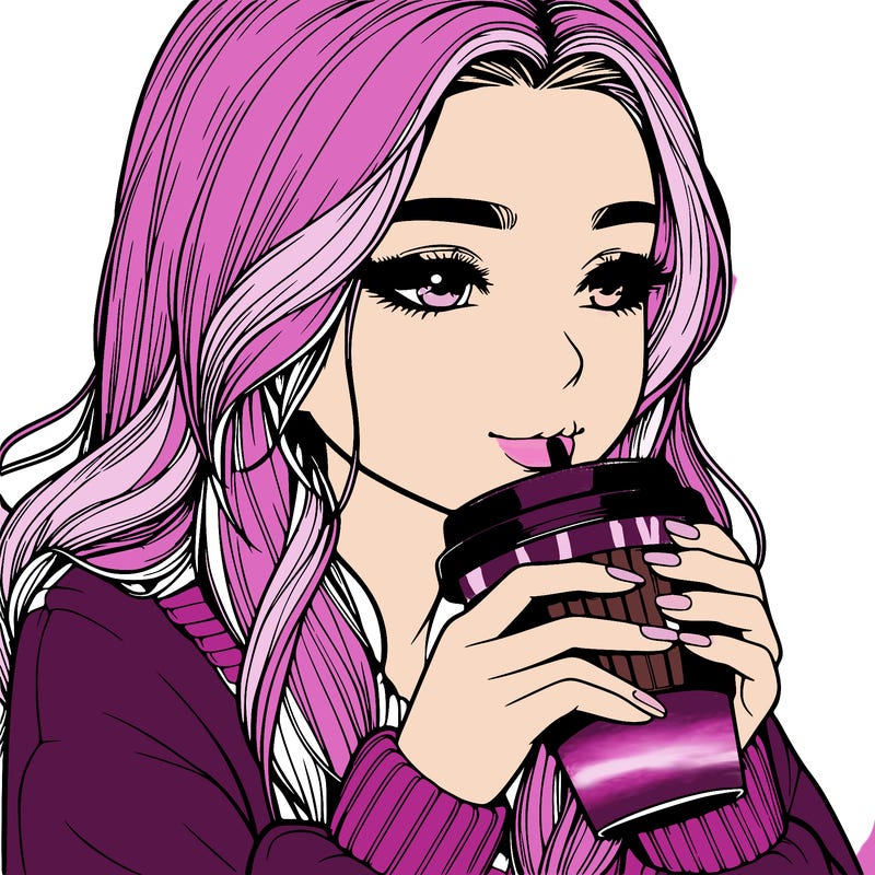 realistic girl drinking coffee