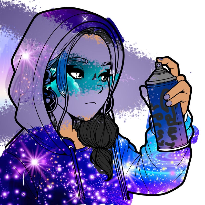 a realistic girl, spray painting