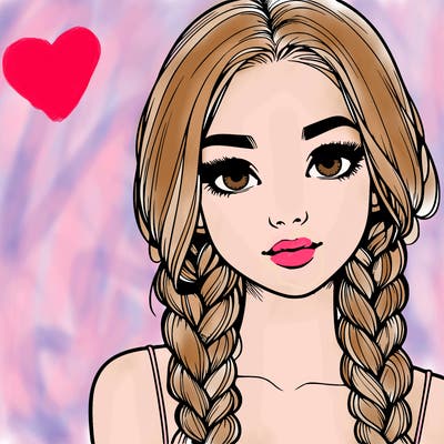 realistic girl with braids