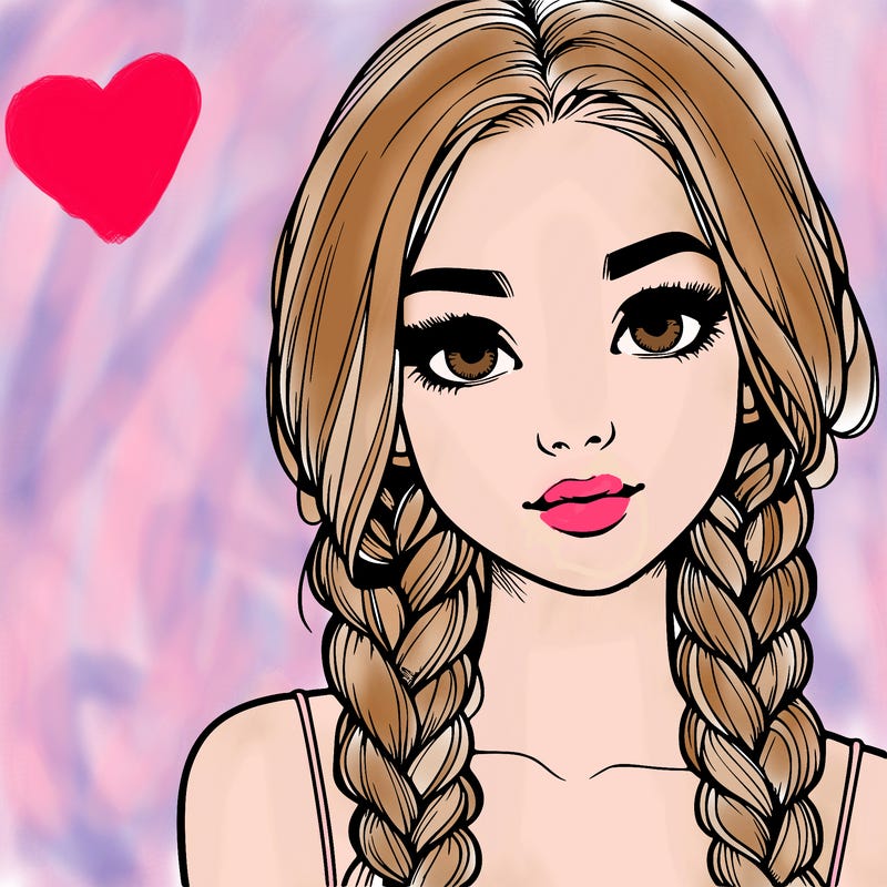 realistic girl with braids