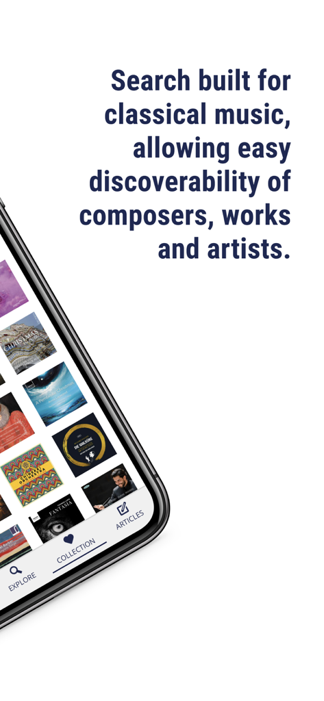 Presto Music - Presto Music app interface showcasing specialized search for classical composers and works