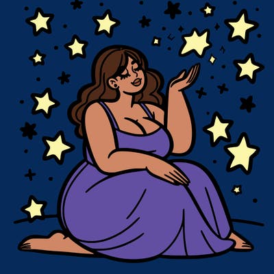 plus size woman looking at stars