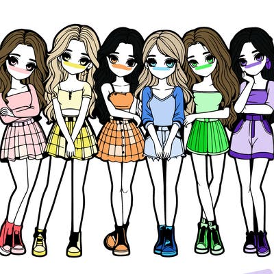 a group of girls realistic