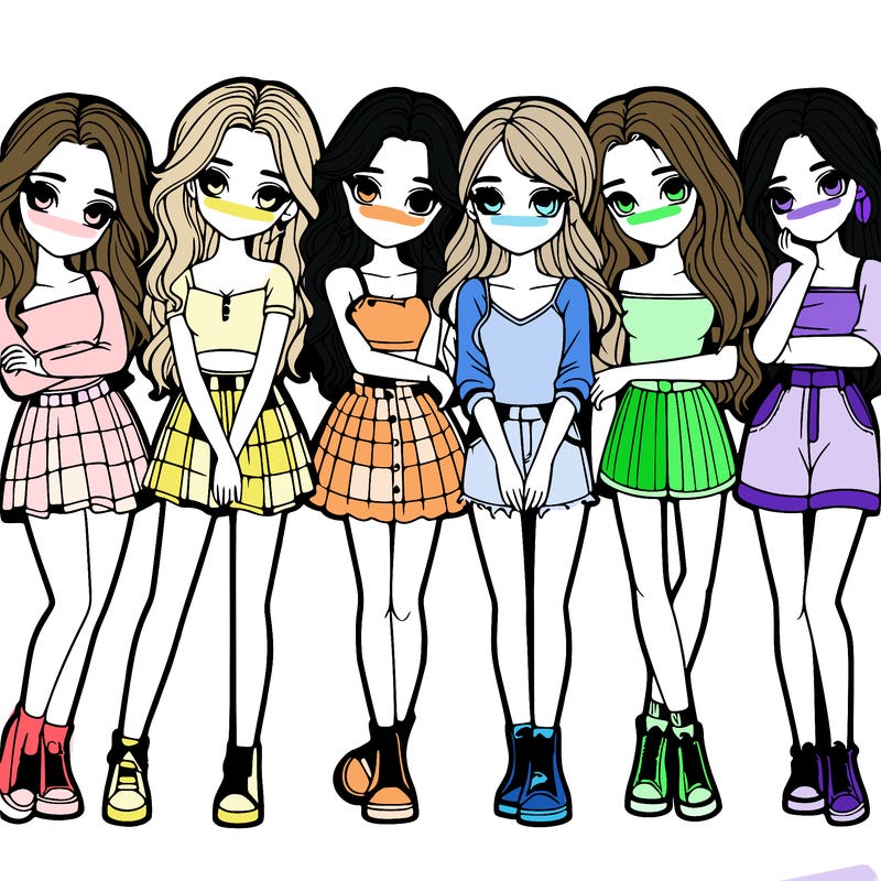 a group of girls realistic