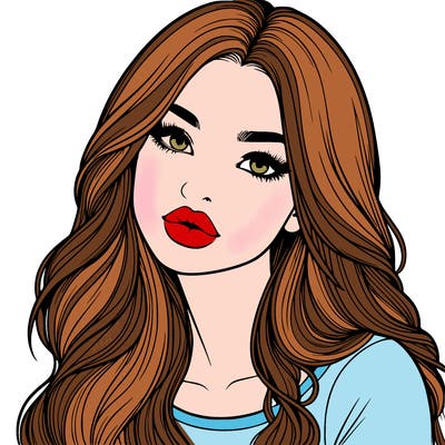 realistic girl with hair on her hair and lips