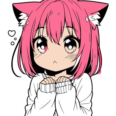 shy anime catgirl