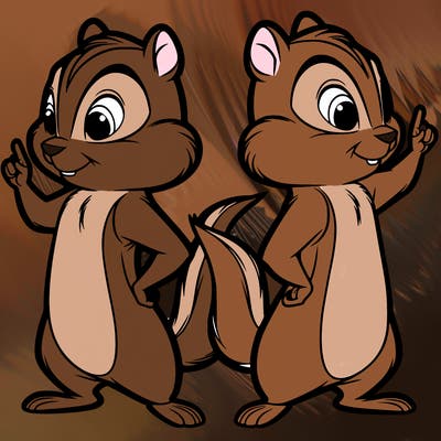 two tamias standing up split realistic