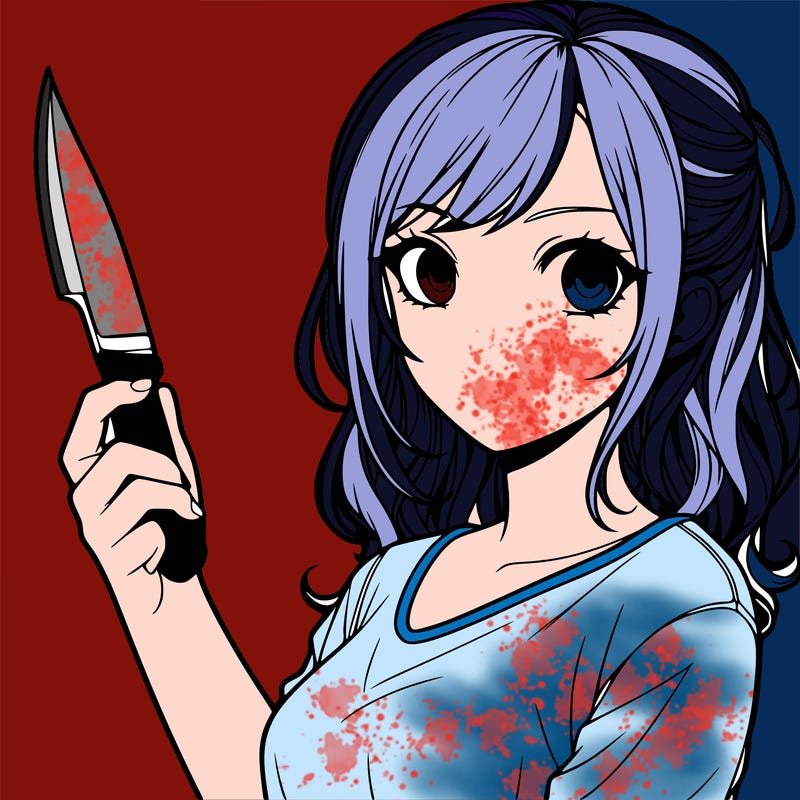 realistic girl holding a knife