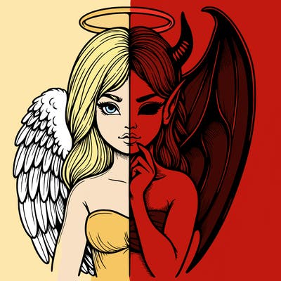 realistic angel half demon