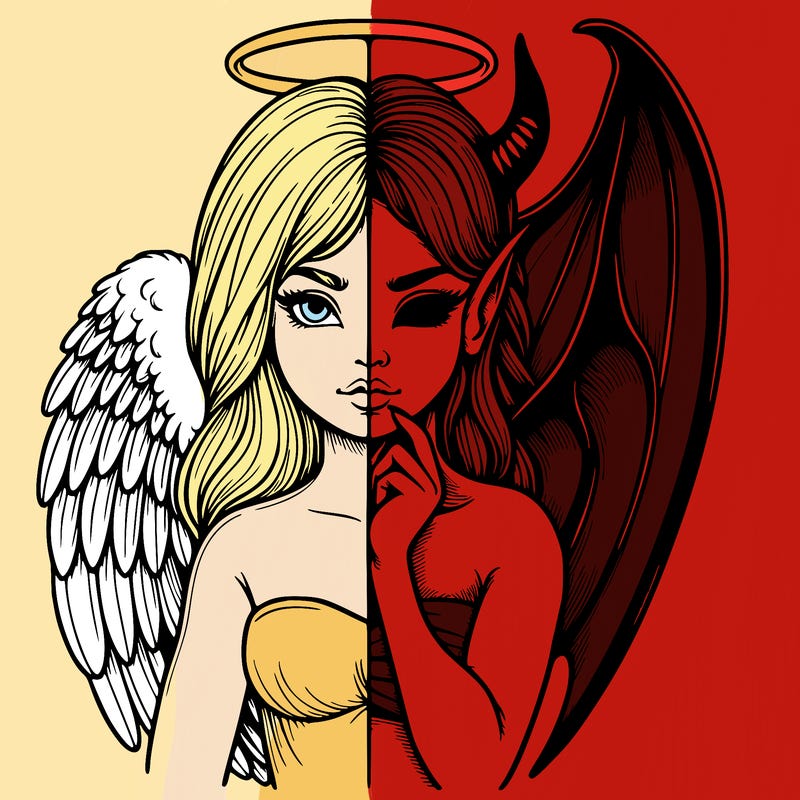 realistic angel half demon