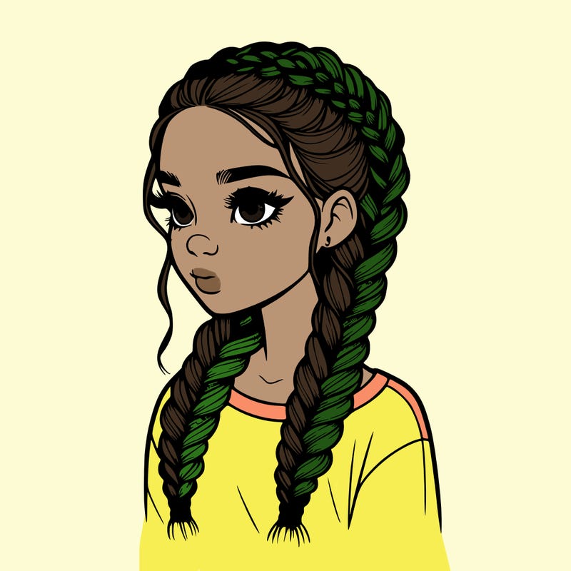 realistic girl with braids