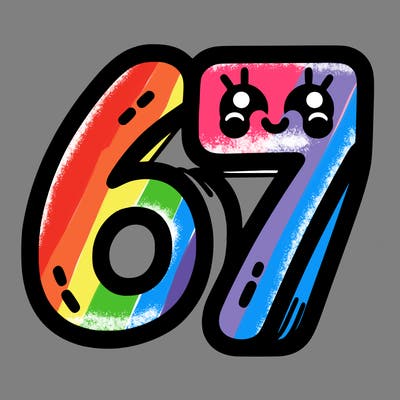 the numbers 67