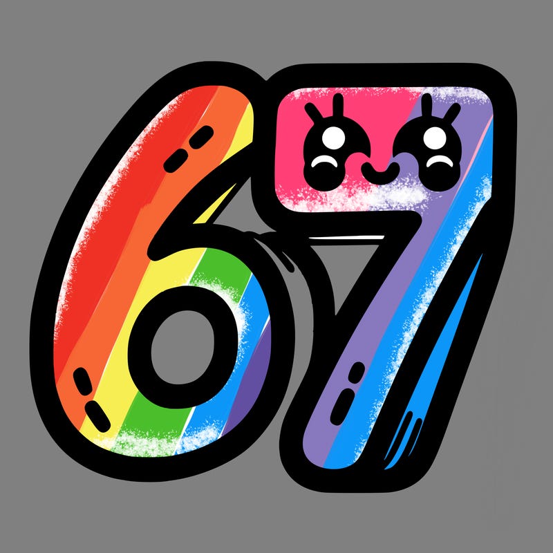 the numbers 67