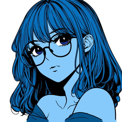 manga woman character with glasses and nice lips