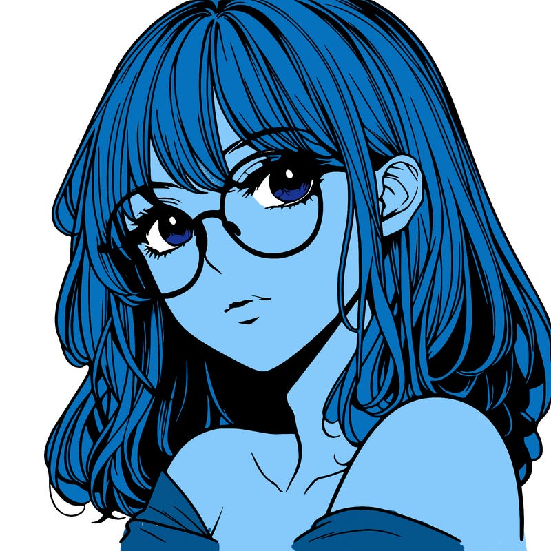 manga woman character with glasses and nice lips
