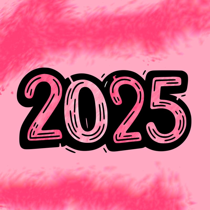 one line scrawled numbers sketch design “2025”