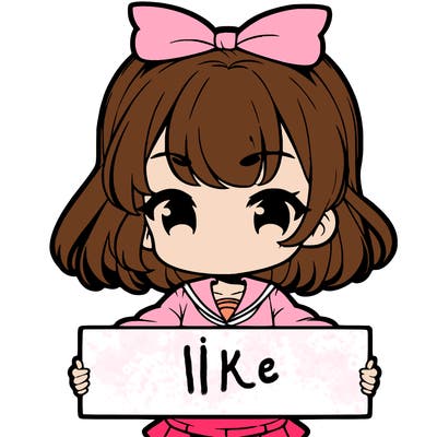 cute anime girl holding a sign