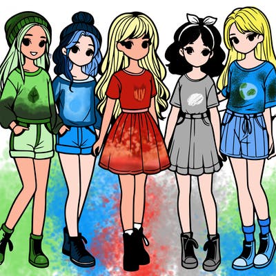 a group of five girls