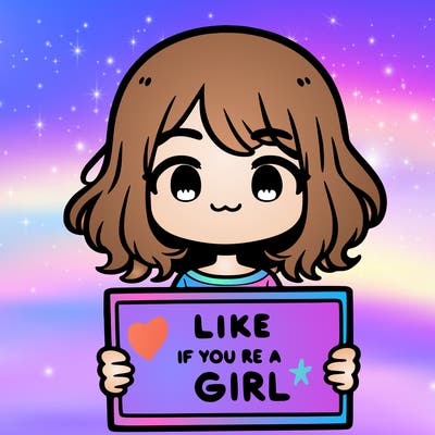 a cute girl holding a sign that says like if you’re a girl