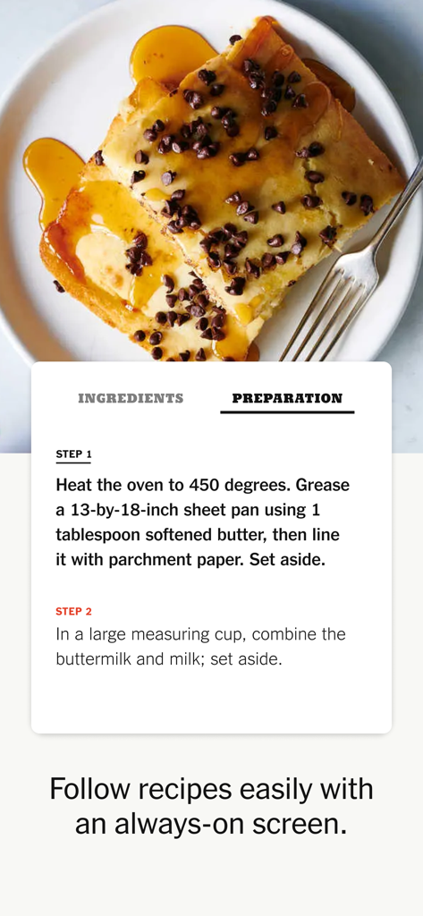 NYT Cooking: Quick Tasty Meals - A screenshot of the NYT Cooking app showing step by step preparation instructions for a recipe